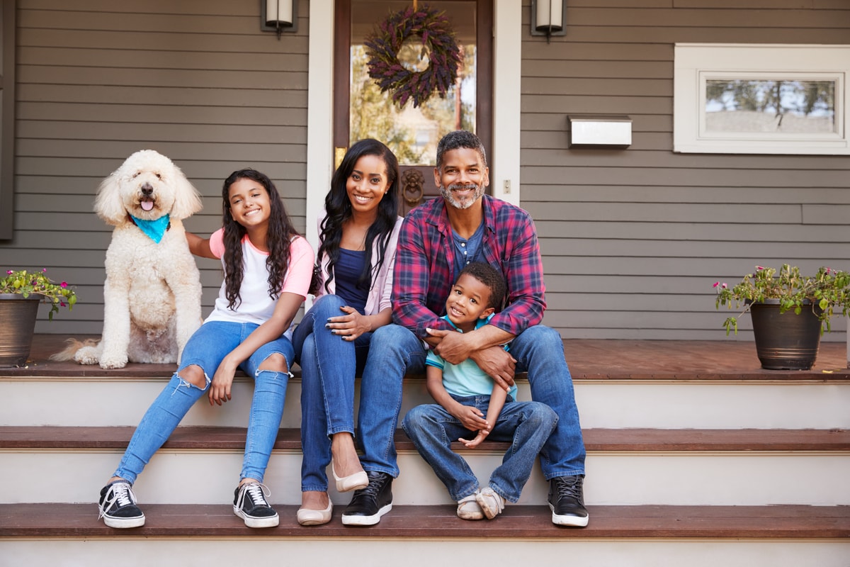 Family on front porch